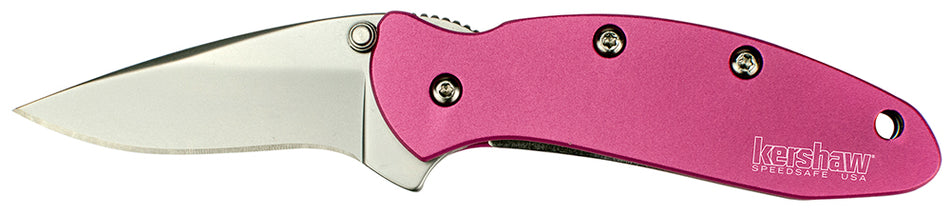 Kershaw 1600PINK Chive 1.90" Folding Knife Plain Drop Point 420HC Blade, Pink Aluminum Handle Includes Clip