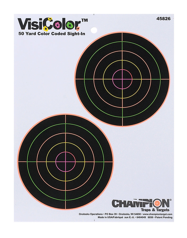 Champion 45826 VisiColor Multi-Color Self-Stick Double Bullseye Targets 10 Pk