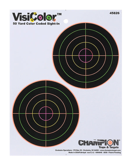 Champion 45826 VisiColor Multi-Color Self-Stick Double Bullseye Targets 10 Pk