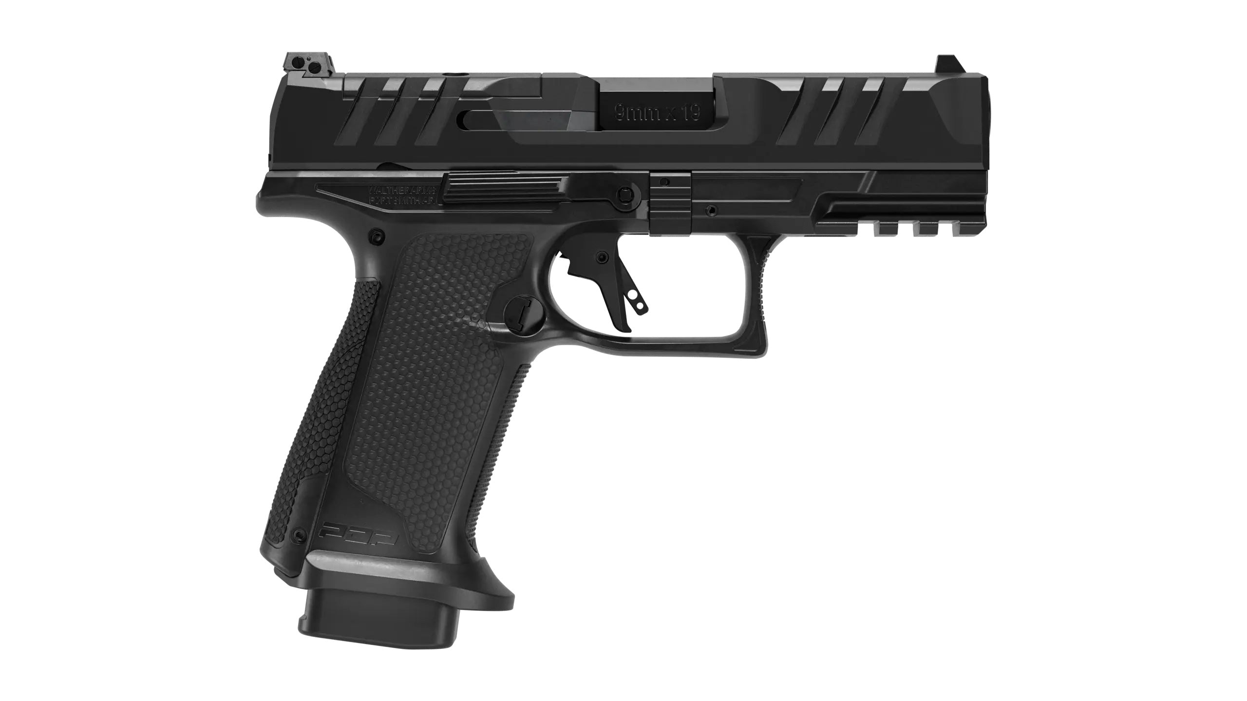 Walther Arms 4797056 PDP F-Series Pro E 9mm Luger 10+1 4" Black Steel Barrel, Black Optic Ready/Serrated Steel Slide, Black Polymer Frame w/Picatinny Rail, Interchangeable Backstrap Grip