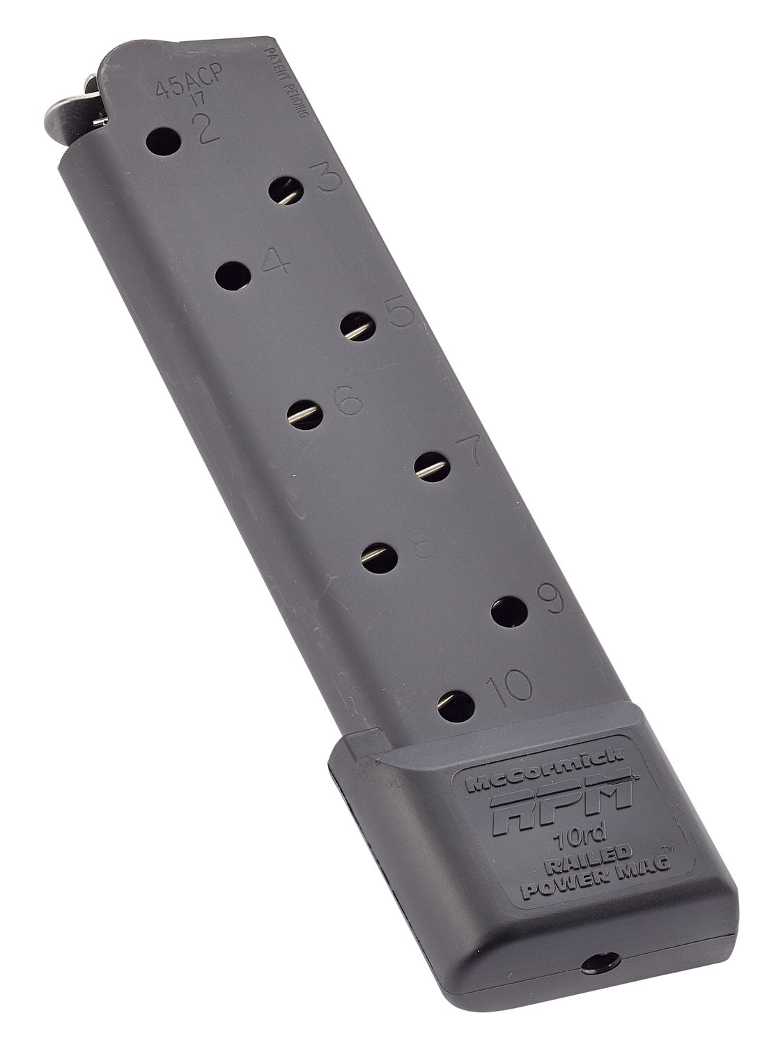CMC Products MRPM45FS10B Railed Power Mag .45 ACP 1911 Government 10rd Black Stainless Magazine