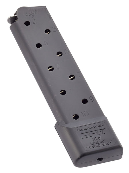 CMC Products MRPM45FS10B Railed Power Mag .45 ACP 1911 Government 10rd Black Stainless Magazine