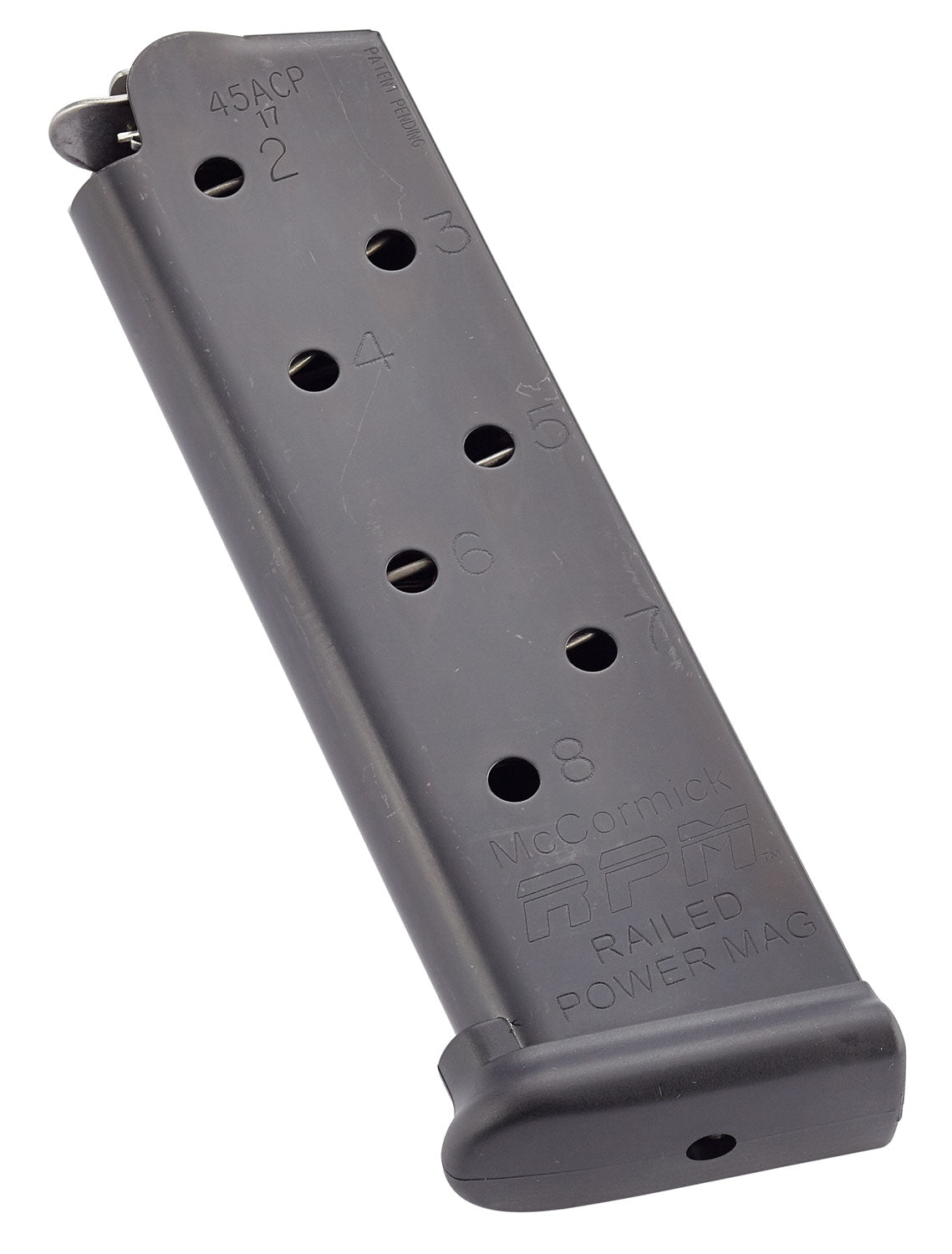 CMC Products MRPM45FS8B Railed Power Mag .45 ACP 1911 Government 8rd Black Stainless Magazine