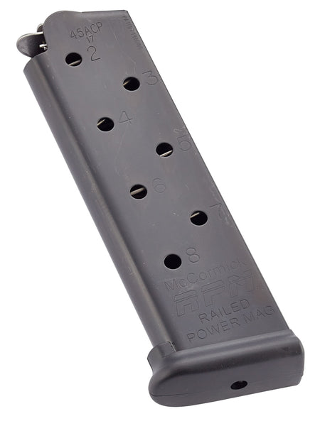 CMC Products MRPM45FS8B Railed Power Mag .45 ACP 1911 Government 8rd Black Stainless Magazine