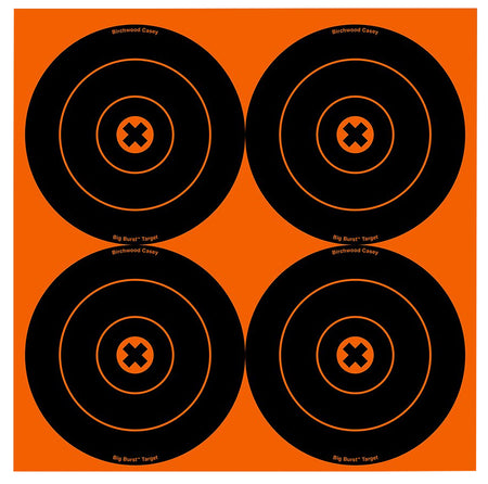 Birchwood Casey Big Burst Revealing 6" Bullseye Paper Target Black/Orange 12 Pack