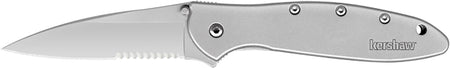 Kershaw 1660ST Leek 3" Folding Knife Serrated 14C28N Steel Blade, 410 Stainless Steel Bead Blasted Handle