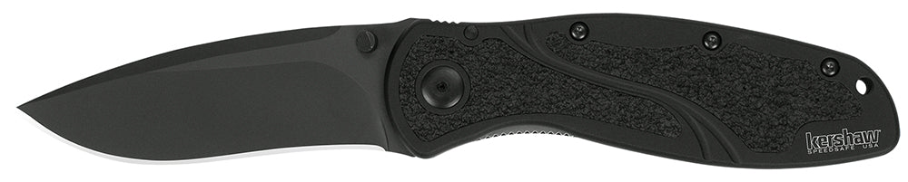 Kershaw 1670BLK Blur 3.40" Assisted Opening Drop Point 14C28N Black DLC Blade, Black Anodized Aluminum Handle