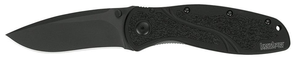 Kershaw 1670BLK Blur 3.40" Assisted Opening Drop Point 14C28N Black DLC Blade, Black Anodized Aluminum Handle