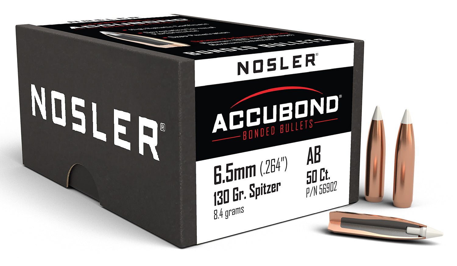 Nosler AccuBond 6.5 Creedmoor 130 Grain Spitzer Point Big Game Bullets 50/Box
