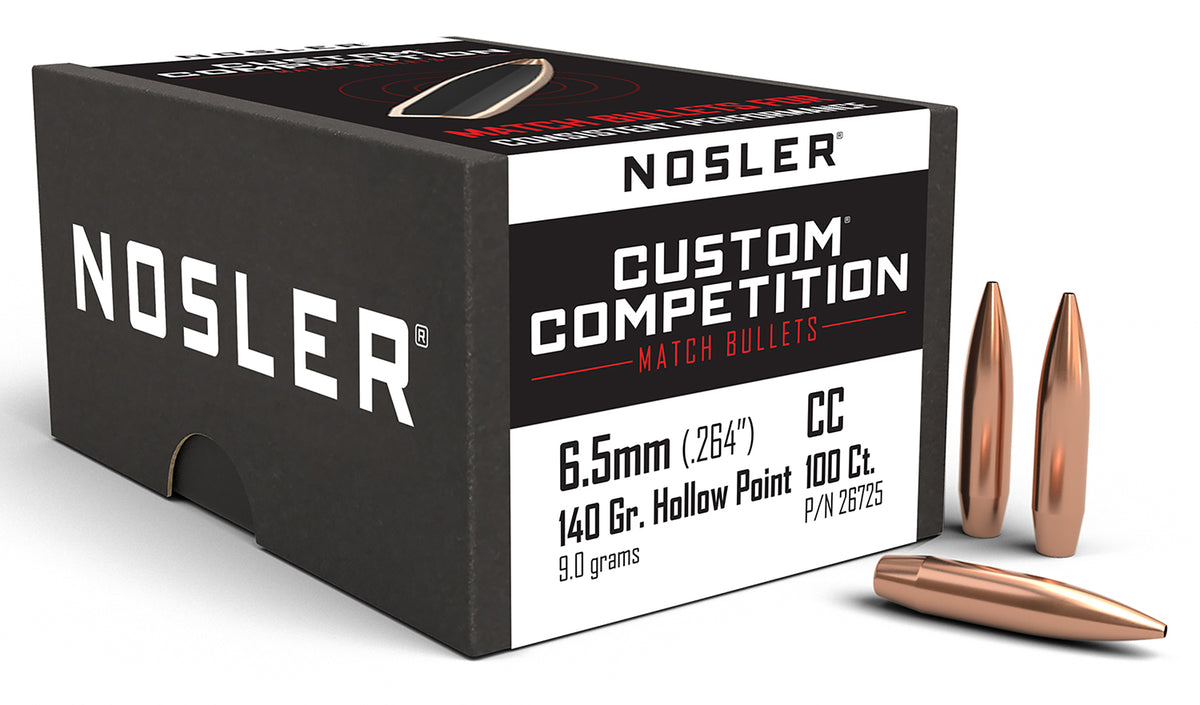 Nosler 26725 Custom Competition 6.5 Creedmoor 140 Grain Hollow Point BT 100/Box
