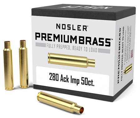 Nosler 280 Ackley Improved Premium Unprimed Rifle Brass Cases 50/Box