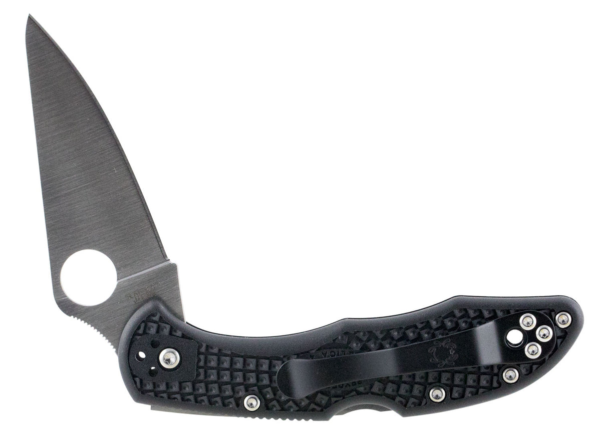 Spyderco C11FPBK Delica Folding Knife 2.875" VG-10 Plain Edge Flat Ground Blade Black FRN Handle