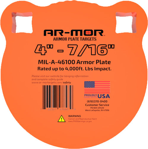 AR-MOR MIL46100 Steel Round Gong 4" 7/16" Thick Orange