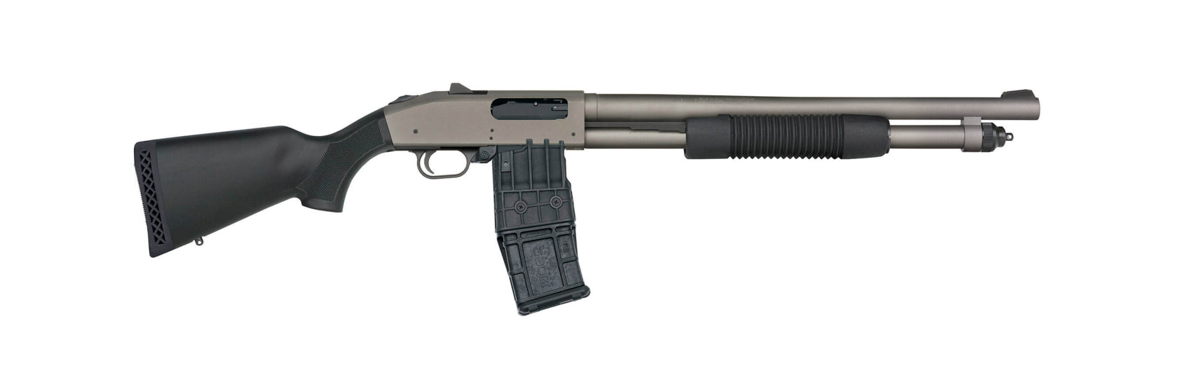 Mossberg 50219 590M 12 Gauge 10+1 18.50" Tungsten Gray Cerakote Barrel & Steel Drilled & Tapped Receiver, Magpul SGA Safety Orange Synthetic Stock