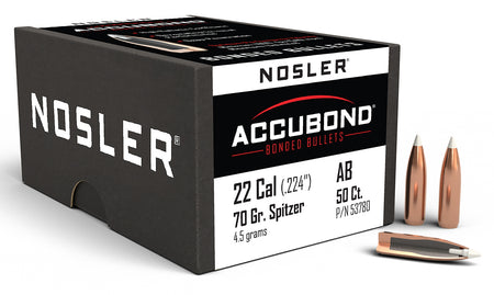 Nosler 53780 AccuBond .22 Caliber 70 Grain Spitzer Point Bullets 50/Box