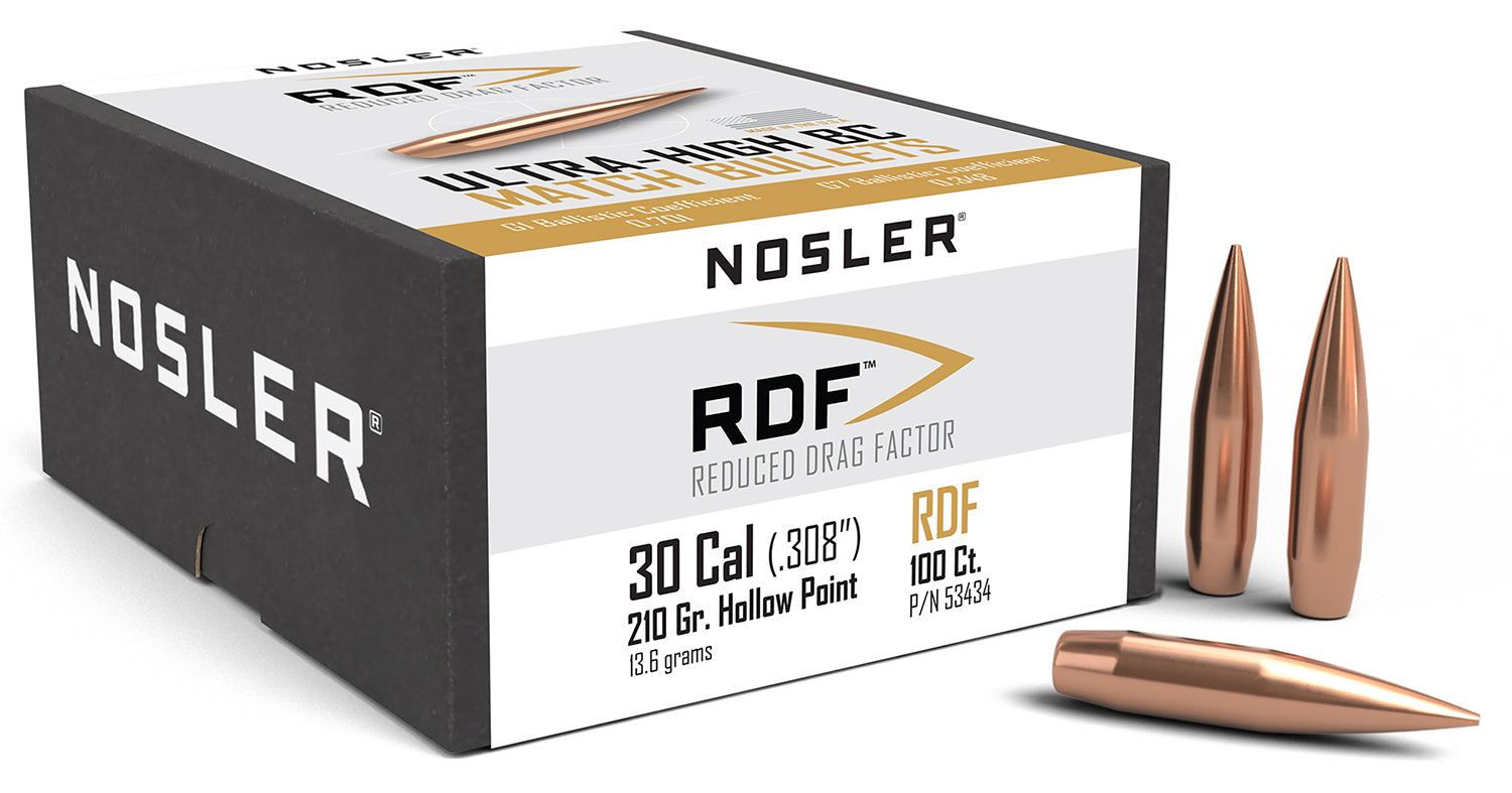 Nosler 53434 RDF Reduced Drag Factor .30 Caliber 210gr HPBT 100/Box