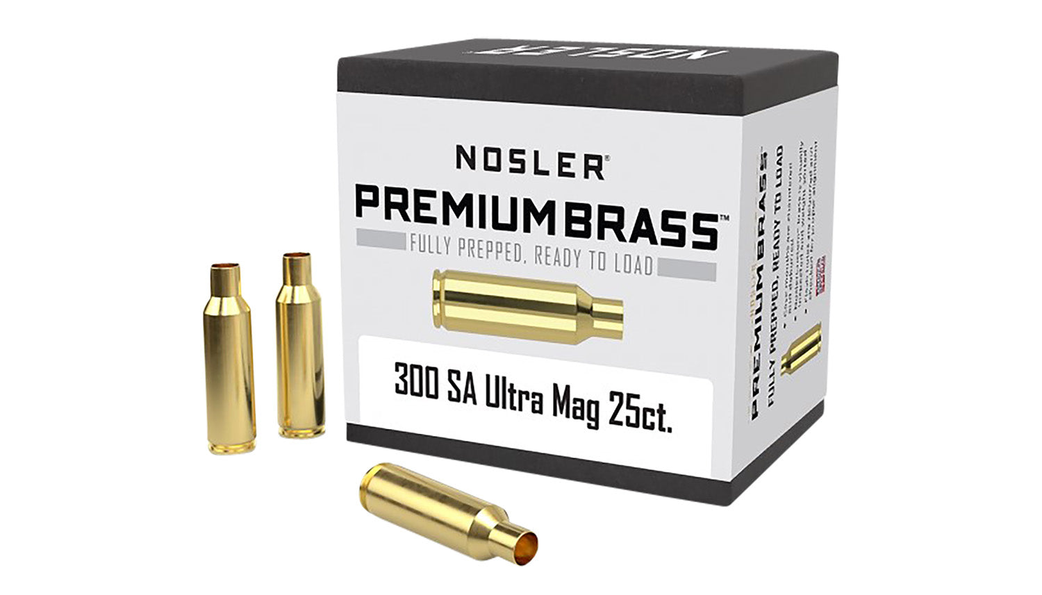 Nosler 10228 Unprimed Premium Brass Cases 300 RemSAUM 25-Count