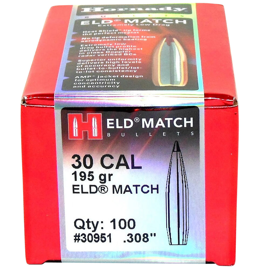 Hornady 30951 ELD Match .308 195 Grain Target Bullets 100 Per Box