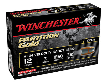 Winchester 12 Gauge Shotgun Ammo PARTITION GOLD High Velocity Hunting 3 in 7/8 oz Slug