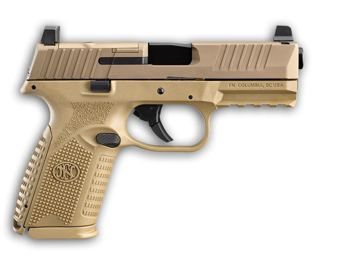 FN 66100742 509M MRD Mid-Size 9mm Luger 10+1 4" Black Recessed Crown Barrel, Flat Dark Earth PVD Optic Ready/Serrated Steel Slide, Flat Dark Earth Polymer Frame w/Picatinny Rail, Ambidextrous