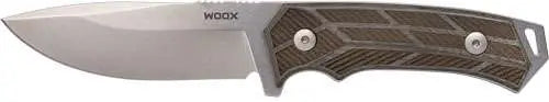 WOOX Rock62 Fixed Blade Stonewashed Grey Micarta Checkered Handle Knife