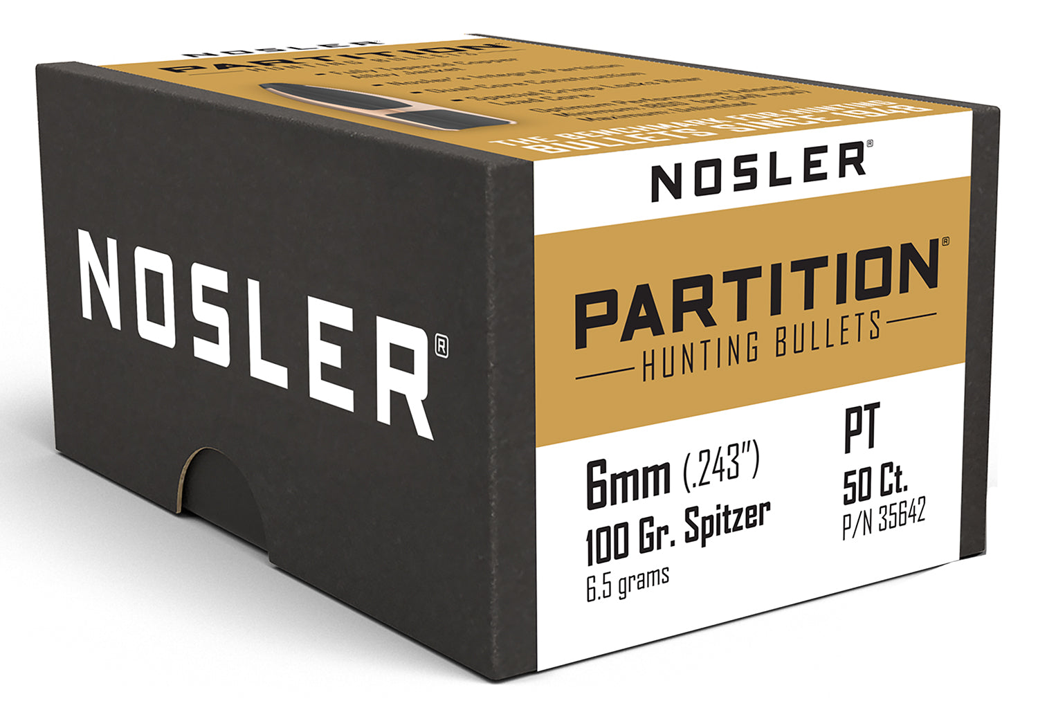 Nosler 35642 Partition .243 6mm 100 Grain Spitzer Bullets 50/Box