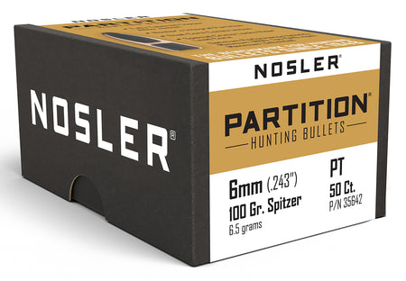 Nosler 35642 Partition .243 6mm 100 Grain Spitzer Bullets 50/Box