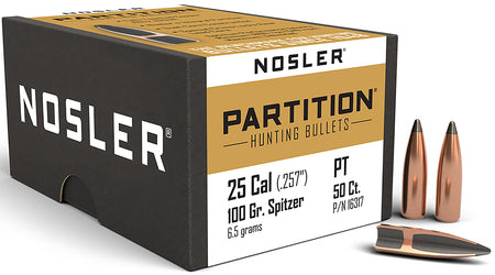 Nosler 16317 Partition .25 Caliber 100 Grain Spitzer Bullets 50/Box
