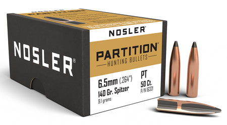 Nosler 16321 Partition 6.5 Creedmoor 140 Grain Spitzer Bullets 50/Box