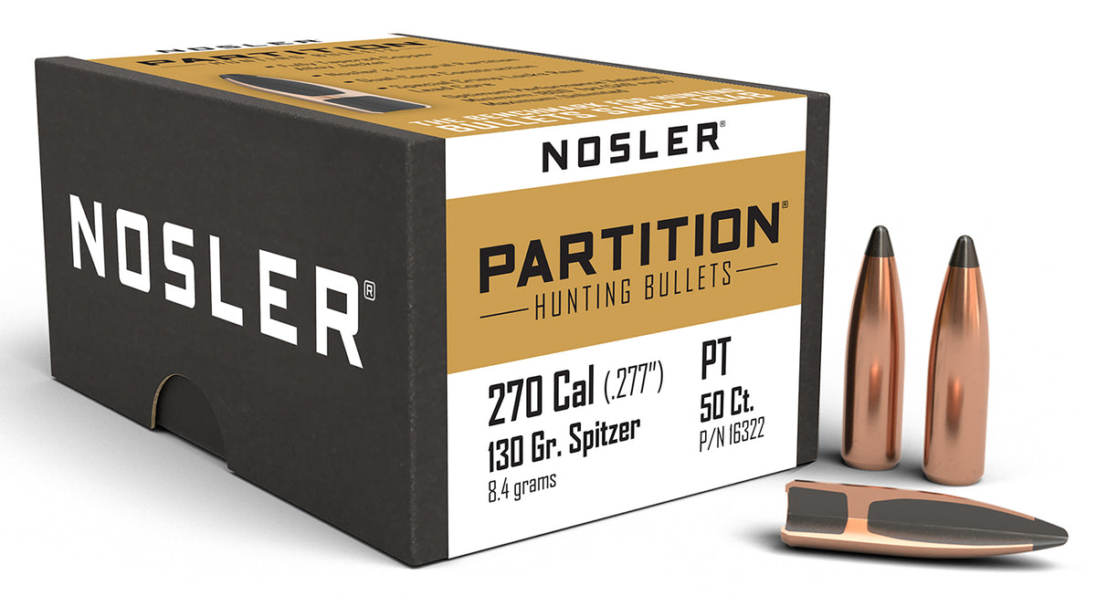 Nosler 16322 Partition .270 Winchester 130 Grain Partition Spitzer 50/Box