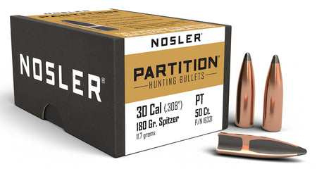 Nosler 16331 Partition .30 Caliber 180 Grain Spitzer Bullets 50/Box