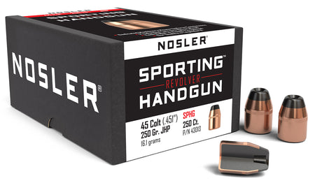 Nosler 43013 Sporting Handgun 45 Colt 250 Grain JHP Bullets 100/Box