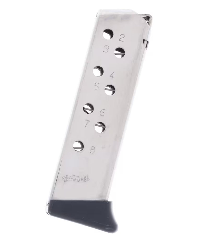 .32 ACP 8rd Nickel Finger Rest Magazine for PPK/S