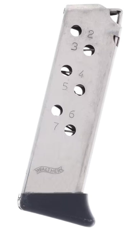 .32 ACP 7rd Nickel Finger Rest Magazine for PPK