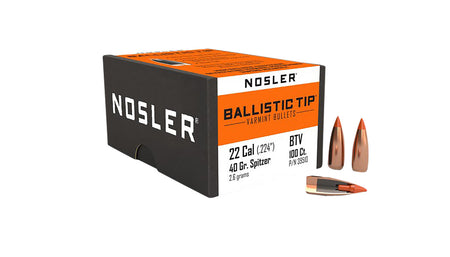 Nosler 39510 Ballistic Tip 22 Caliber 40 Grain Spitzer Point Bullets 100/Box