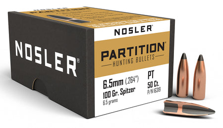 Nosler 16319 Partition 6.5 Creedmoor 100 Grain Partition Spitzer Bullets 50/Box