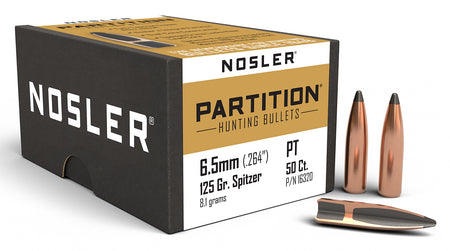 Nosler 16320 Partition 6.5 Creedmoor 125 Grain Partition Spitzer Bullets 50/Box