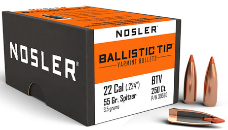Nosler 39560 Ballistic Tip 22 Caliber 55 Grain Spitzer Point Bullets 250/Box