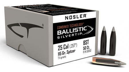 Nosler 51050 Combined Technology Ballistic Silvertip 25 Caliber 115gr Bullets 50/Box