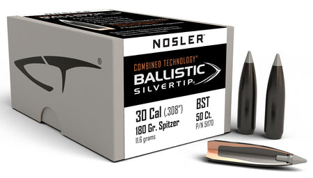 Nosler 51170 Combined Technology Ballistic Silvertip 30 Caliber 180 Grain Bullets 50/Box