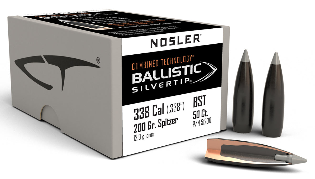 Nosler 51200 Combined Technology Ballistic Silvertip 338 Caliber 200 Grain Bullets 50/Box