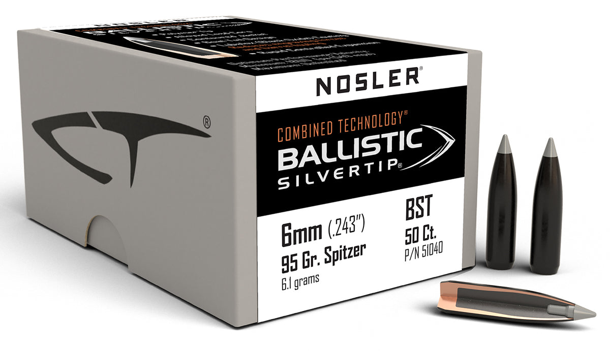 Nosler 51040 Combined Technology Ballistic Silvertip 6mm 95 Grain Bullets 50/Box