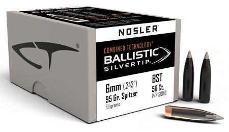 Nosler 51040 Combined Technology Ballistic Silvertip 6mm 95 Grain Bullets 50/Box