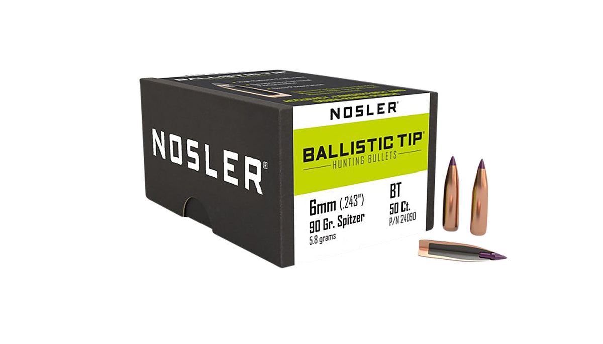 Nosler 24090 Ballistic Tip 6mm 90 Grain Hunting Bullet 50/Box