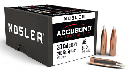 Nosler 54618 AccuBond .30 Cal 200 Grain Bonded Spitzer 50/Box