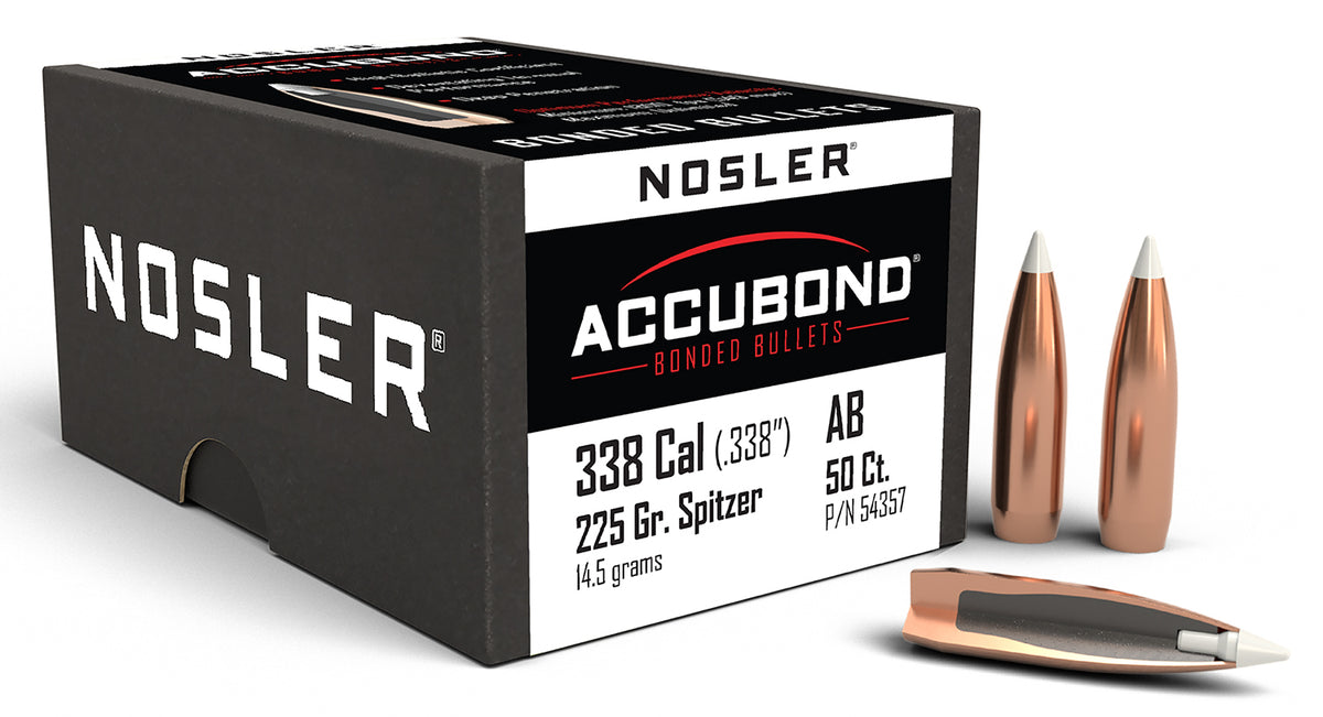 Nosler 54357 AccuBond .338 Cal 225 Grain Bonded Spitzer 50/Box