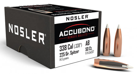 Nosler 54357 AccuBond .338 Cal 225 Grain Bonded Spitzer 50/Box