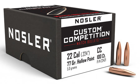 Nosler 22421 Custom Competition .22 Cal 77 Grain HPBT Match Bullet 100/Box