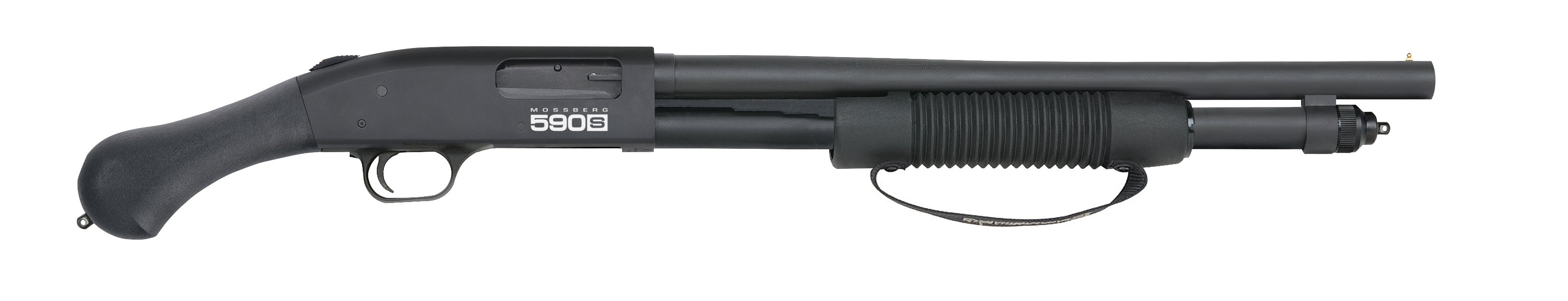 Mossberg 51600 590S Shockwave Full Size Frame 12 Gauge Pump 3" 10+1 18.50" Matte Blued Steel Barrel, Black Anodized Stainless Steel Receiver, Black Raptor Birdshead Grip