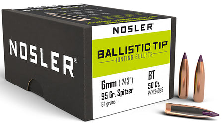 Nosler 24095 Ballistic Tip 6mm 95 Grain Polymer Tip Spitzer 50/Box